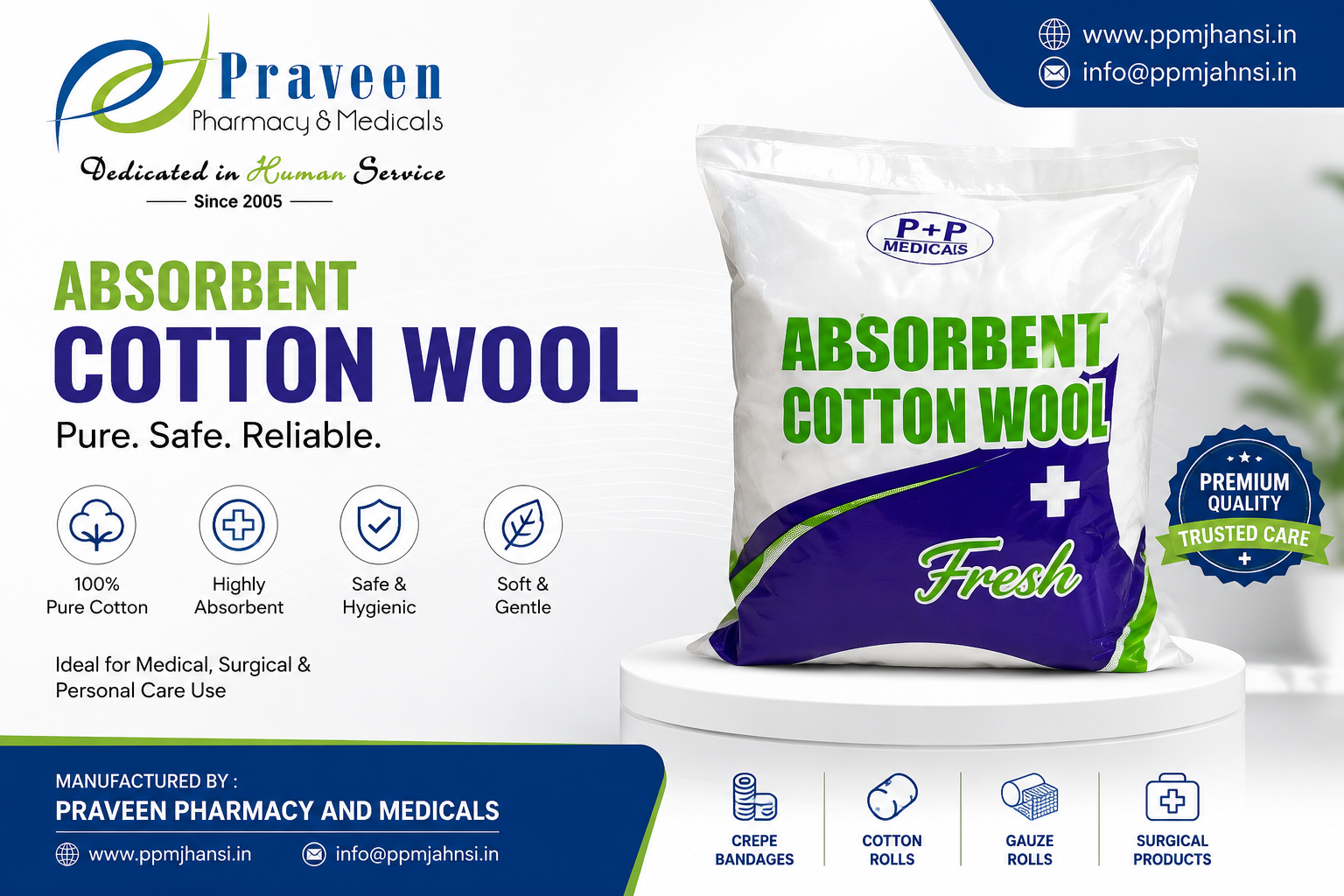 Medical grade cotton rolls